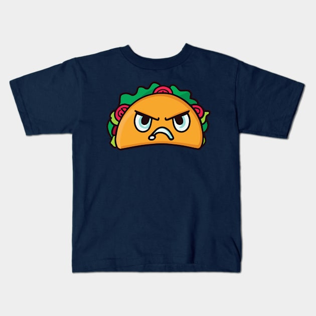 Angry Cute Taco Kawaii Funny Kids T-Shirt by narekmug